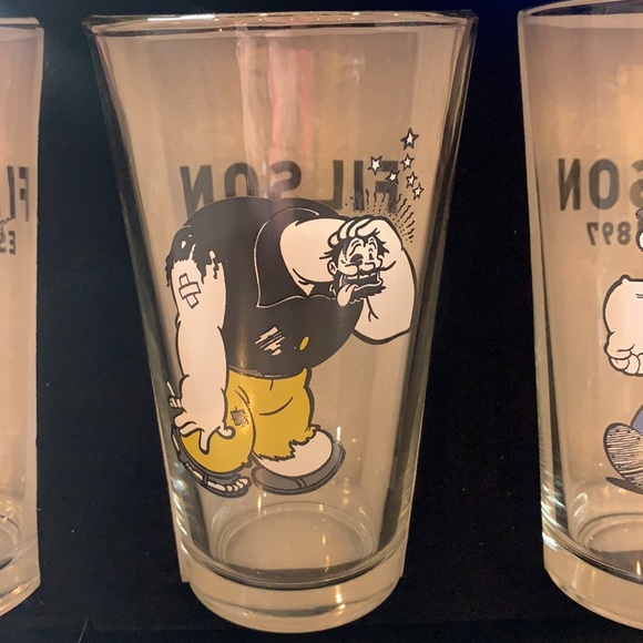 New Filson x Popeye - 4 Piece Pint Glass Set, beer mug tumbler -Made in USA - Picture 3 of 7